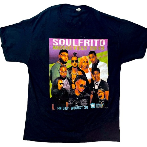 2019 Soulfrito Music Fest T-shirt Black Graphics On Front And Back Size Large - Picture 1 of 4